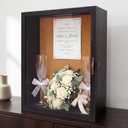 5 Inch Extra Deep Shadow Box Frame, 12x16 Black for Memorabilia Display | Front Opening Retro Lock, with 10 Pins, Clear Real Glass, Wall Mount Display Case Bouquets or Dolls, Natural Linen Cork Back