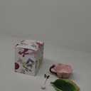 Pink Rose Floral Teacup and Saucer Set for Women, 5.6 Oz Enamel Porcelain Rose Flower Shaped Tea Cup with Spoon