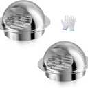 4 Inch Wall Vent Cover, HG Power Exhaust Vent with Screen Mesh, Stainless Steel Soffit Vents, Round Air Vent Covers for Outdoor Ventilation System 95mm 2PCS, Silver