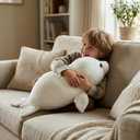 WEIGEDU Adorable White Baby Seal Plush Pillow Soft Stuffed Animal Toy, Cuddly Hugging Body Pillow for Kids & Adults, 20" Arctic Ocean Seal Doll, Cute Sea Animal Plushie for Gifts & Decor