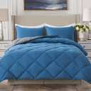 Decroom Lightweight Queen Comforter Set with 2 Pillow Sham - 3 Pieces Set - Quilted Down Alternative Comforter/Duvet Insert for All Season - Grayish Blue/Grey - Queen Size