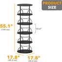 SpaceAid 5 Tier Rotating Bookshelf Tower, 360 Display Stackable Spinning Bookcase, Space Saving Revolving Round Book Shelf, Floor Standing Swivel Corner Organizer, Black, 5 Tier, 55.1" H