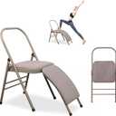 Folding Yoga Stretch Chair - Premium Yoga Support with Back Comfort,Assist Metal Handstand Chair with Detachable Lumbar Back Support for Stretching, Balance Training Grey