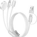 Temdan for Apple Watch Charger,3 in 2 USB C Cable for iPhone 16 Charger/Type C/Lightning,Multi Charging Cable Cord,Portable Travel Essentials Designed for iWatch Ultra/SE/10-1&iPhone 16-12-5FT White