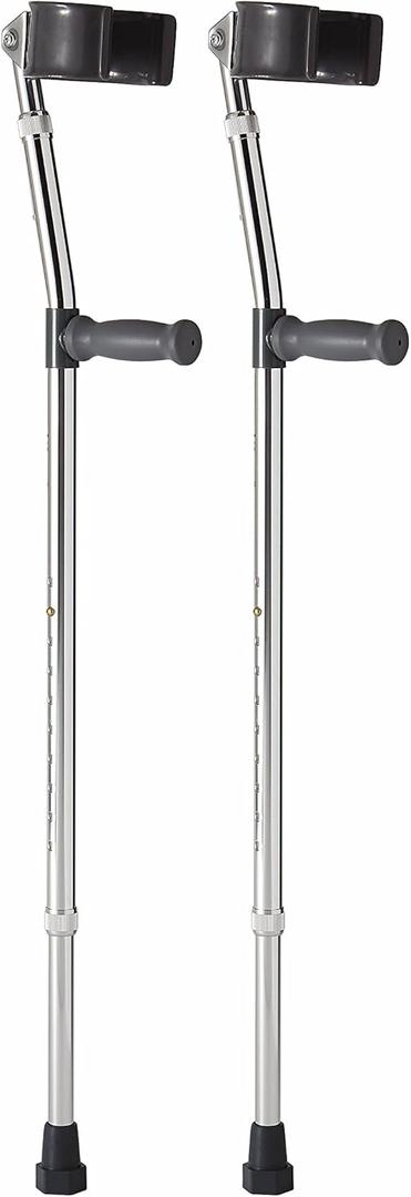 Medline Aluminum Forearm Crutches, Adult, Cuff Size 4", Pack of 2 (Adult, 5'0" - 6'2")