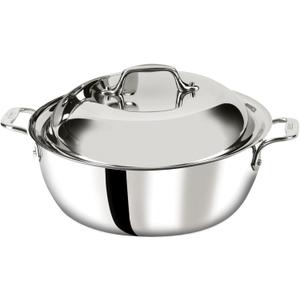 All-Clad D3 3-Ply Stainless Steel Dutch Oven 5.5 Quart Induction Oven Broiler Safe 600F Pots and Pans, Cookware Silver