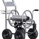 Giraffe Tools Hose Reel Cart, Hose Cart with Wheels Heavy Duty, Industrial Hose Reels for Outside, 250-Feet of 5/ 8" Hose Capacity, Hose Guide Pre-Installed