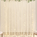 Champagne Tulle Backdrop Curtain with Lights String for Parites Wedding 5x8ft Champagne Sheer Backdrop Curtains for Bridal Shower Baby Shower Birthday Party Photo Booth Background Decorations