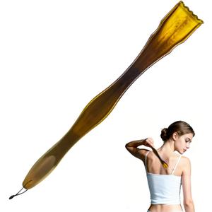 1-Piece Imitation Cow Horn Back Scratcher as Delicate and Smooth as a Gemstone, 12.4-Inch Long Handle Back Scratcher, Suitable for Adult Women and Man, As A Gift for Loved Ones(F-Brown-1)