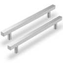 goldenwarm 25 Pack Brushed Nickel Cabinet Pulls Kitchen Cabinet Handles Modern Drawer Pulls Square T Bar Drawer Handles for Cupboard,5in Hole Centers