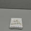 50 Pack White Scalloped Baby Shower Napkins for Girls and Boys, Gold Foil Hello Sweet Baby Decorations (5 x 5 In)