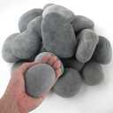 Quibbay 5 lbs Mexican Beach Pebbles, 2-3 Inch Decorative River Rocks for Fish Tank Aquarium Fountain, Decorative Pebbles for Garden Landscaping, Home Dcor, Outdoor Paving Walkways Pathways Backyard (Grey)