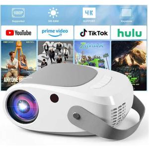 Mini Projector, 15000LM Portable Movie Projector for Bedroom, Real 720P Home Theater Supports 1080P, 3-Layer Glass Lens Projector for iPhone/TV Stick/PS5, Indoor & Outdoor Use