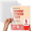 Meccaline Clear Plastic File Folders for Document, Presentation, Project, or Portfolio Filing, Large Thick Heavy-Duty PET Sleeves for U.S. Letter Size Papers, 5-Pack​