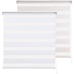 Zebra Blinds for Windows Dual Layer Roller Window Shades Light Filtering Sheer Privacy Light Control for Day and Night Blind Shade for Home and Office,Easy to Install(50" W x 72" H, White) (01. White)