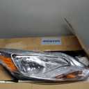 Headlights Assembly with Bulbs for 2012 2013 2014 Ford Focus 3rd Gen Pre-Facelift Halogen Headlamps Replacement Driver and Passenger Side Pair, Chrome Housing Amber Reflector