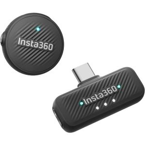 Insta360 Mic Air (1 TX + 1 RX), Noise Cancelling, 300m Range, Wireless Microphone for USB-C iPhone/Android/PC/Mac, Vlog, Streaming