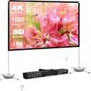 Projector Screen with Stand 120 inch: Foldable and Portable Projection Screen 16:9 4K HD Wrinkle-Free Lightweight Movie Screen with Carry BagHome Theater Backyard Cinema