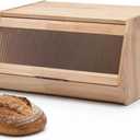 LIBKEN Bread Box  Durable Wooden Bread Bin with Secure Plastic Lid, Scandinavian-Inspired Design for Kitchen Countertop  Stylish Storage for Bread & Pastries