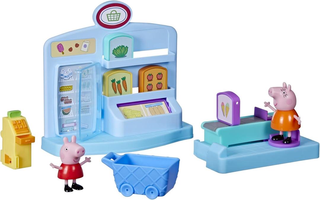 Peppa Pig Peppas Adventures Peppas Supermarket Playset Preschool Toy: Includes 2 Figures and 8 Themed Accessories; for Ages 3 and Up