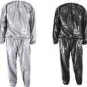 GOLD XIONG PADISHAH Heavy Duty Fitness Weight Loss Sweat Sauna Suit Exercise Gym Anti-Rip (XX-Large, Silver)
