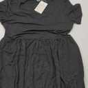 Women's 2025 Summer Short Sleeve Dresses Casual Loose Fit Swing T Shirt Dress V Neck Sundress with Pockets (Medium, Black)