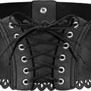 Wedtrend Womens Wide Elastic Belts Leather Corset Belt Ladies Cinch Belts Waist Lace-Up Corset Belt for Dress (Medium, Black)