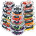 VERONES 30 Pieces Glass Meal Prep Containers Set, Stackable Glass Food Storage Containers with Lids-Airtight Lunch Containersfor Microwave, Oven, Freezer & Dishwasher,Grey, 16 inches x 8 inches