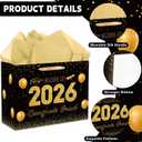 3 x HZRNNA Black and Gold 2026 Graduation Gift Bag, Large Congrats Grad Gift Bag with Card and Tissue Paper, Graduation Gift Wrap Bag for Class of 2026, Congrats Grad Party Decorations