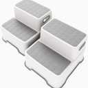 Toddler Step Stool for Bathroom Sink, 2 Pack Step Stool for Kids, Plastic Potty Training Toilet Stepping Stools, Child and Baby Lightweight&No-Slip Two Step Stools for Kitchen - Gray