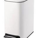 Cesun Small Bathroom Trash Can with Lid Soft Close, Step Pedal, 6 Liter / 1.6 Gallon Stainless Steel Slim Garbage Can for Bedroom, Diaper Waste Basket with Removable Inner Bucket (White)