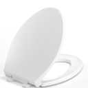 Elongated Toilet Seat, 18.5 Soft/Slow Close Oval (Oblong) Toilet Seat for Elongated Toilets, No-Slam Quiet-Close Lid, Easy-to-Install & Clean, Durable Never-Loosen White Plastic Seat