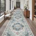 Madane Hallway Runner Rug 3x18 Washable Kitchen Runners 18ft, Blue