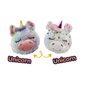 Happy Nappers FlipaZoo Unicorn Children's Plush Toy, Reversible, Sparkle/Rainbow