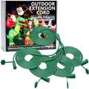 50Ft 4 Outlets Green Outdoor Extension Cords for Halloween Christmas Inflatables Blow Ups Yard Waterproof Outside with Multiple Outlets Extension Cord Power Splitter for Christmas Lights Decorations