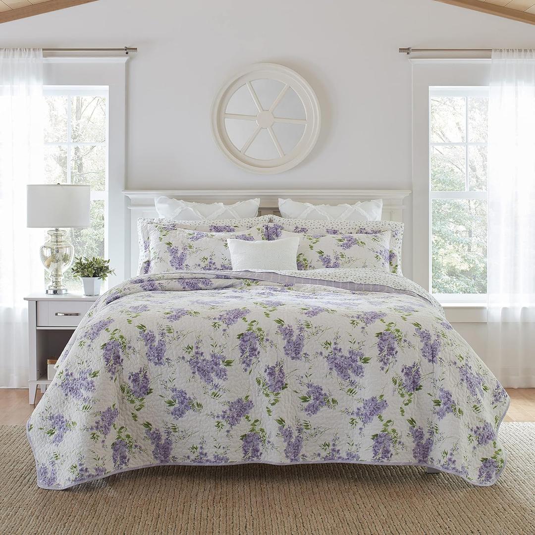 Laura Ashley - Soft & Lightweight Twin Quilt with Matching Sham