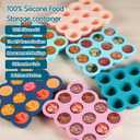 Baby Food Storage 12 x 1.5OZ Silicone Freezer Tray with Lid, Food Grade Silicone Containers for Purees & Vegetables Midnight Blue