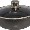 IMUSA 3.2qt Charcoal Aluminum Nonstick Caldero with Glass Lid, Black