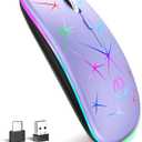 TaIYanG Wireless Mouse, 2.4G Portable Optical Quiet RGB Mouse with USB Receiver and Type C Adapter, 3 Adjustable DPI Levels, Wireless Computer Mice for Laptop, Computer, PC, MacBook, Desktop (Purple)