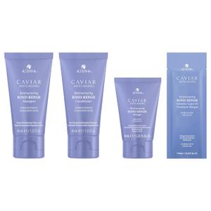 Alterna Haircare CAVIAR Anti-Aging Restructuring Bond Repair Travel Kit - Shampoo, Conditioner, Masque | Strengthens and Protects Damaged Hair