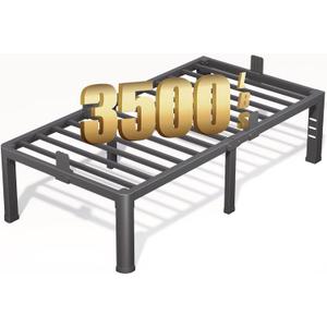 FUIOBYVV 18 Inch Twin Bed Frame with Rounded Corner and Headboard Hole Mattress Retainers 3500 LBS Metal Heavy Duty Steel Slats Support No Box Spring Needed Platform Noise Free Easy Assembly