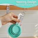 2 x Measuring Cups and Spoons Set, 8-Piece Plastic Measure Cups, Kitchen Cooking Baking Tools, Nesting Design with Stainless Steel Handles for Liquid, Dry Ingredients (Green)