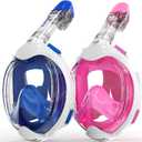 G2RISE Kids Snorkel Mask Full Face Snorkel Set, Snorkeling Gear for Kids with 180 Degree Panoramic View, Anti-Leak & Anti-Fog (White Blue+White Pink)