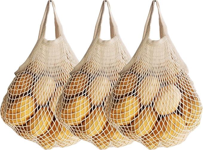  pack Reusable Grocery Bags Cotton Net Shopping Tote Ecology Market String Bag Mesh Beach Bags Produce Vegetable Bags