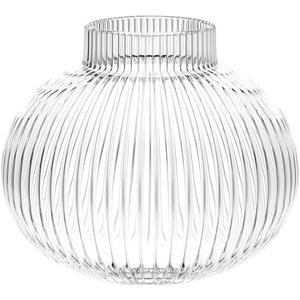 YANWE1 Round Glass Vase, Flower Vases for Bouquet, Ribbed Glass Vases for Flowers, Small Clear Vase for Living Room, Office, Coffee Table, Shelf, Wedding, 6 Inches