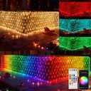 Dazzle Bright Smart Christmas 360 LED Net Lights, 12FT x 5FT RGB Color Changing String Lights Clear Wire with Remote & APP Control, Christmas Decoration for Indoor Outdoor Xmas Party Yard Garden Decor