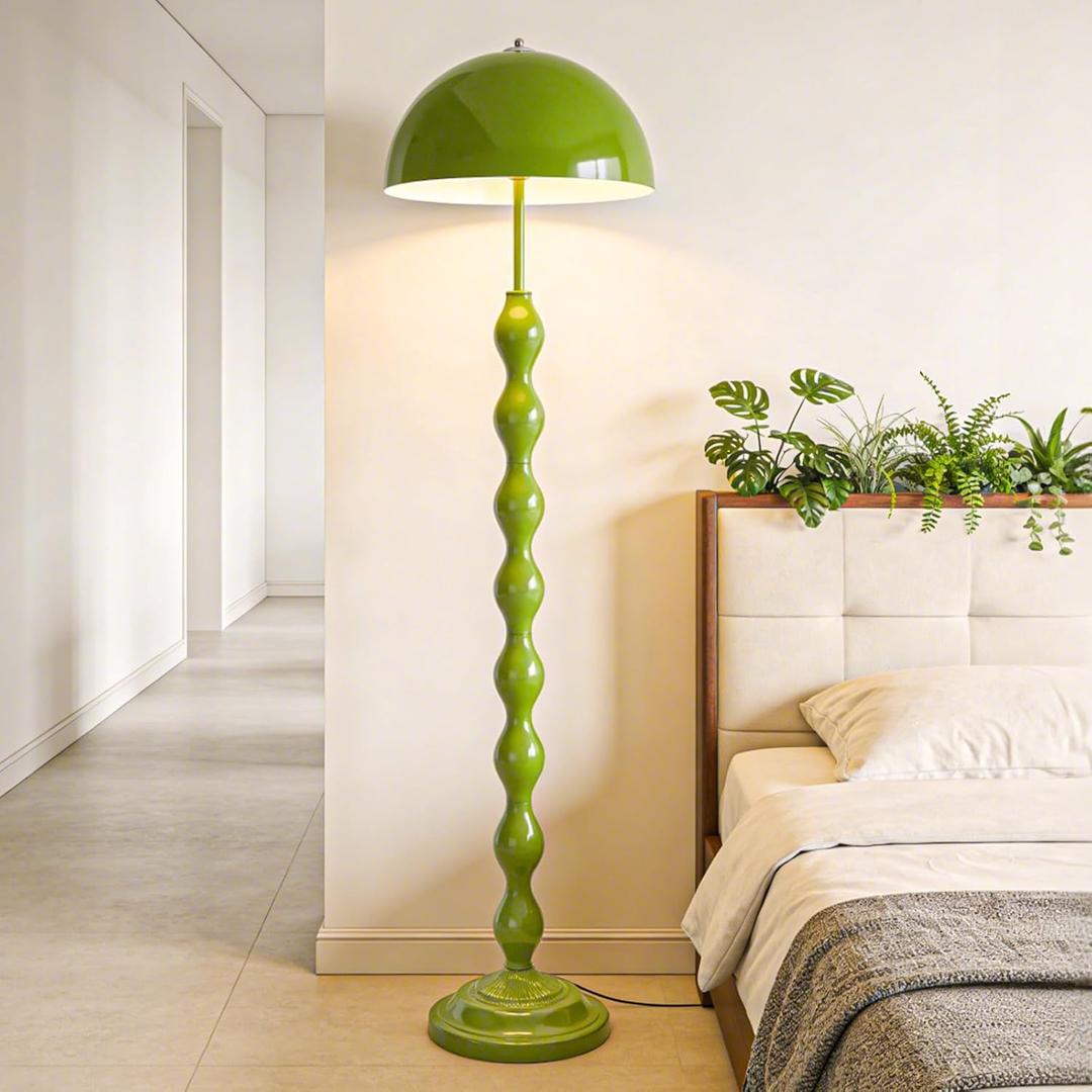 Unique Floor Lamp Creative Green Mushroom Lamp Standing Lamp with 38CM Wide Iron Shade and Foot Switch Modern Floor Light for Living Room, Bedroom, Office, Corner