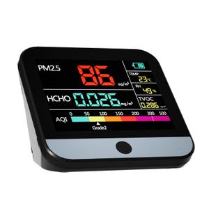 13 in 1 Professional Air Quality Monitor, Indoor Air Quality Tester-PM1/PM2.5/PM10/Particle Counter/AQI/TVOC/Formaldehyde/Temperature/Humidity, Portable Air Quality Meter for Home and Garden (Black)