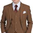 Boys‘ Slim Fit Suit Brown Tuxedo Suits for Boys Easter Outfits Boy’s Formal Dress Blazer Tux Kids Formal Suit Set Size 16