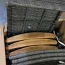 7 Piece Patio Dining Set, Outdoor Rattan Acacia Wood Table and Cushioned Chairs, Conversation Furniture Set for Deck Backyard Lawn Garden